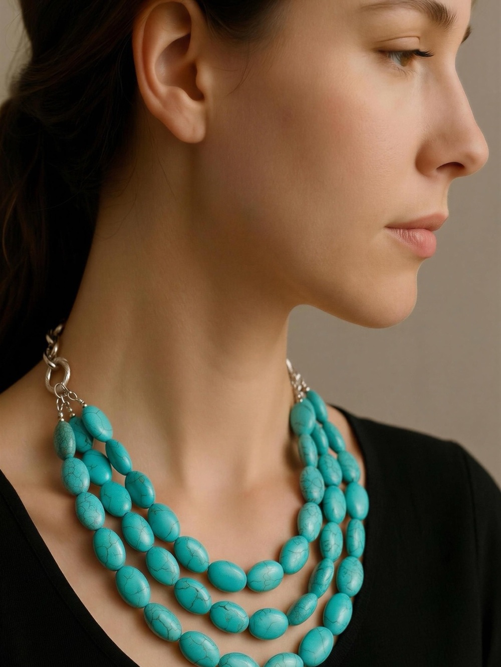 Source Unknown Turquoise Multi-Strand Beaded Necklace